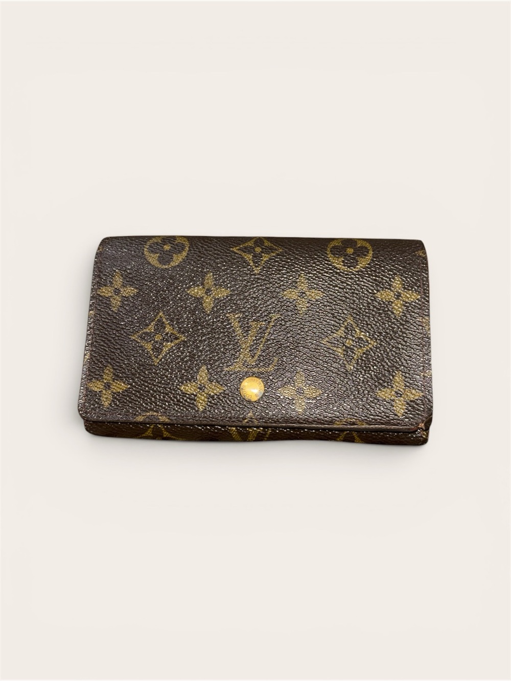 Louis Vuitton Monogram Canvas Snap Card Holder in Brown and Gold